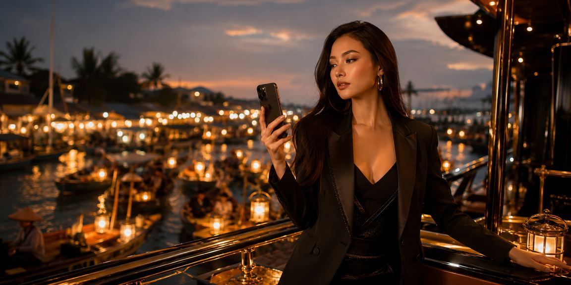 Người dùng trải nghiệm casino trực tuyến tại bãi biển Mũi Né trên điện thoại di động