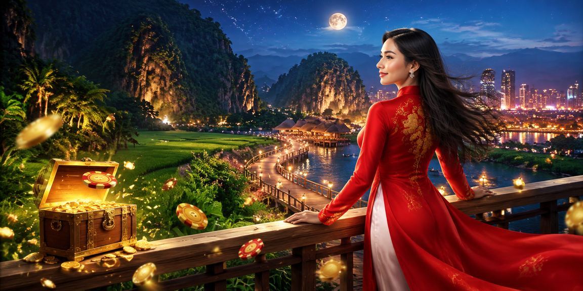 Người phụ nữ mặc áo dài truyền thống tại Ninh Bình tham gia trò chơi xổ số và bài trực tuyến